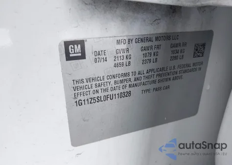 2015 Chevrolet Impala Ls z USA, uszkodzony, nr VIN 1G11Z5SL0FU110328